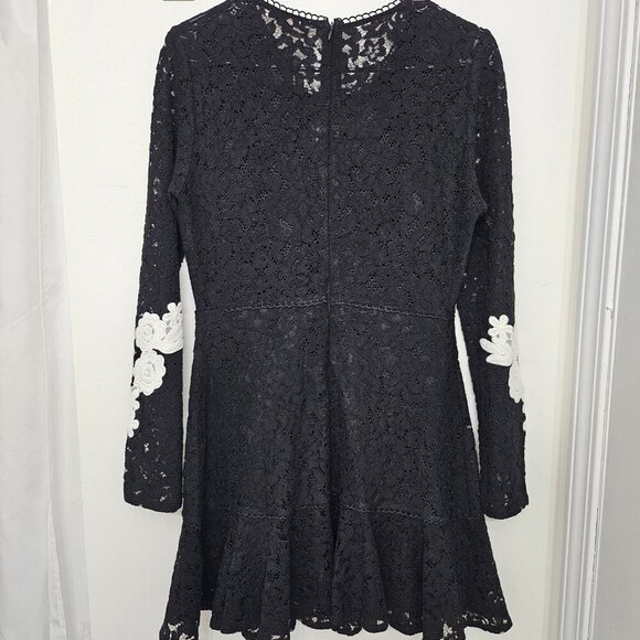 Free Generation Dress Black and White Floral Lace-Up Women's Cooktail Dress M - Picture 6 of 16